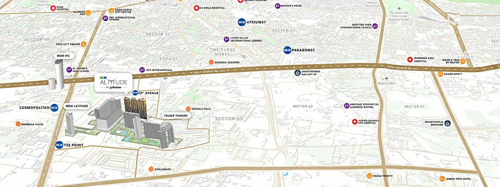 Location map of M3M Altitude