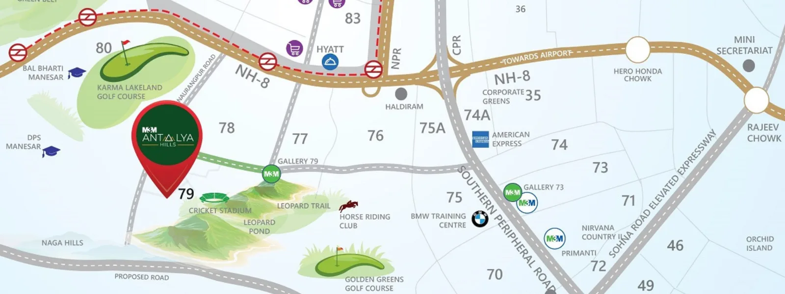 Location map of M3M Antalya Hills