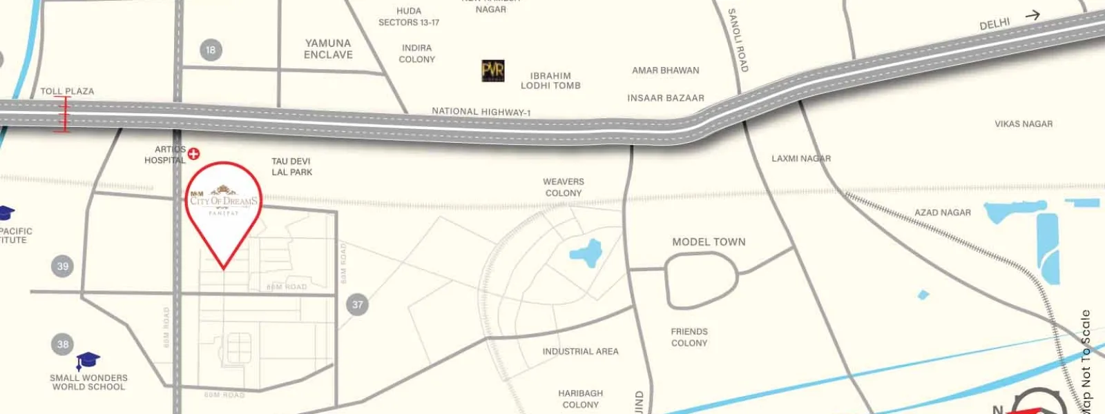 Location map of M3M City of Dreams