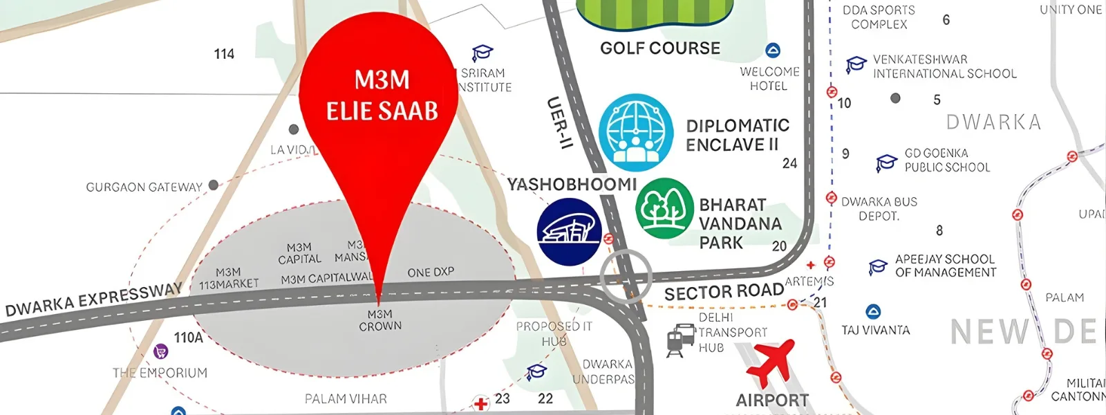 Location map of M3M ELIE SAAB Residences
