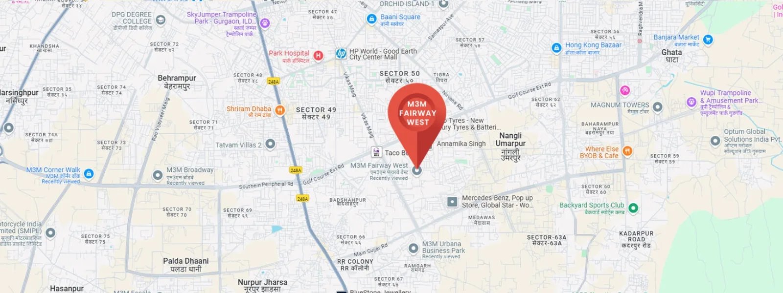Location map of M3M Fairway West