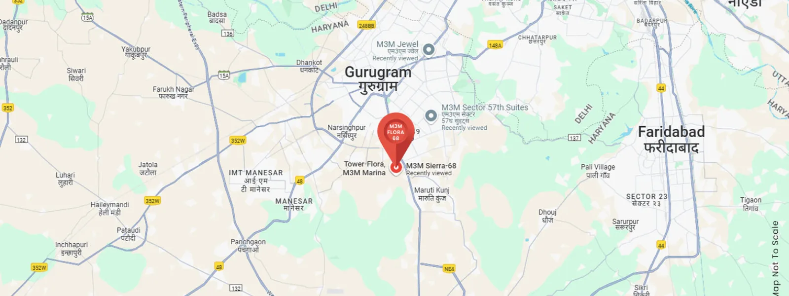 Location map of M3M Flora 68