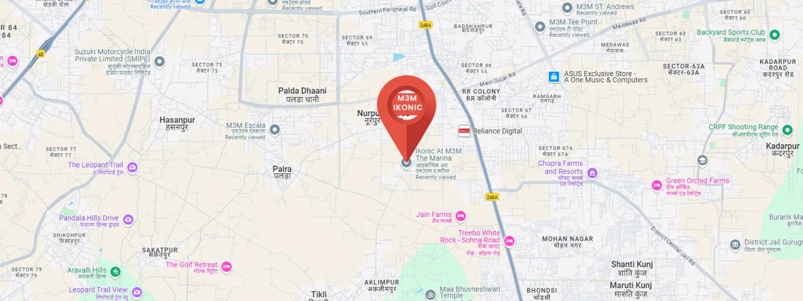 Location map of M3M Ikonic