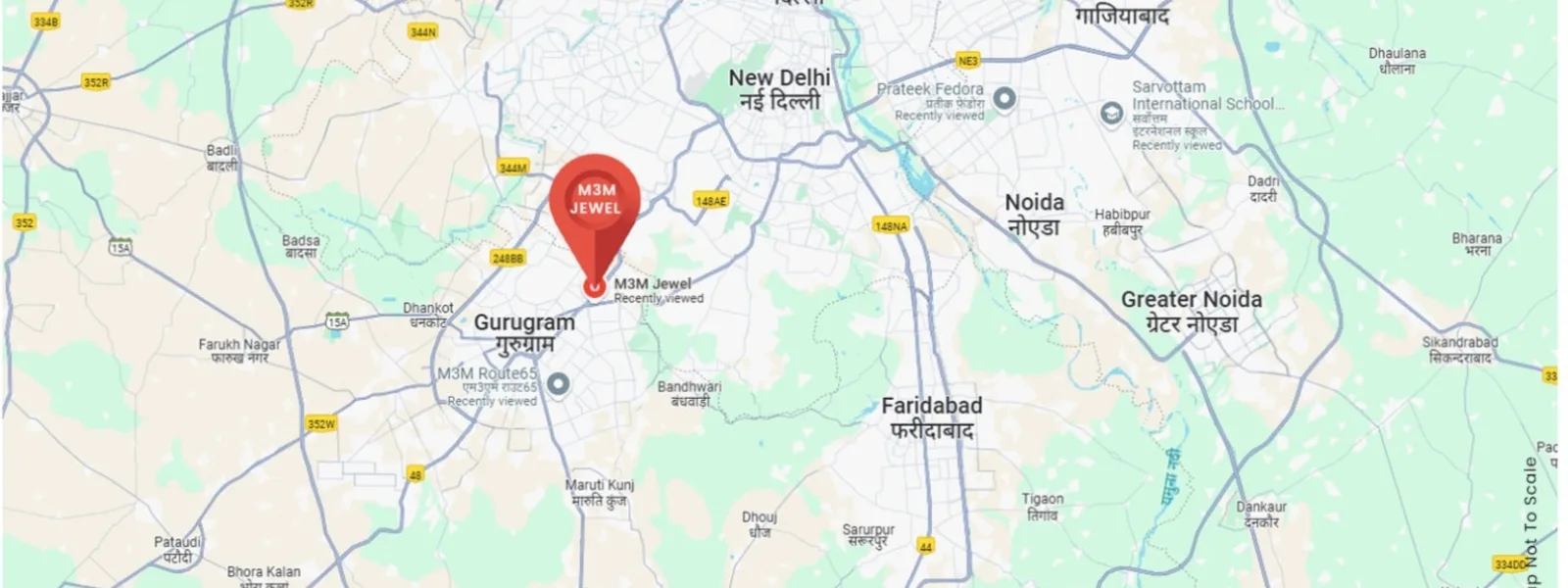 Location map of M3M Jewel