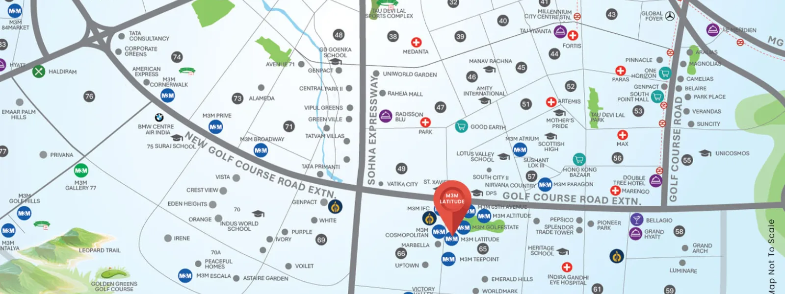 Location map of M3M Latitude
