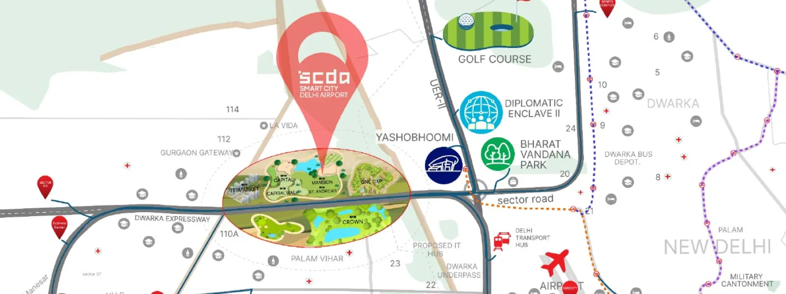 Location map of M3M Mansion