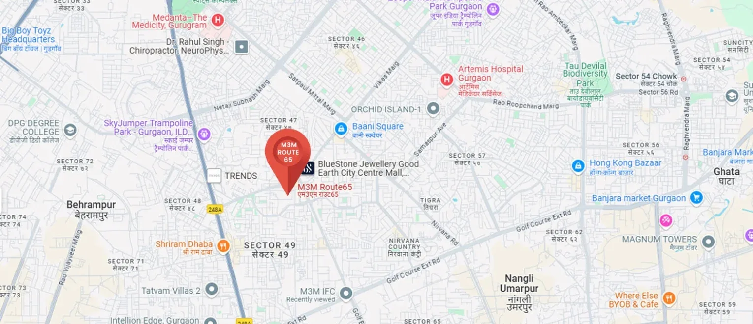 Location map of M3M Route 65