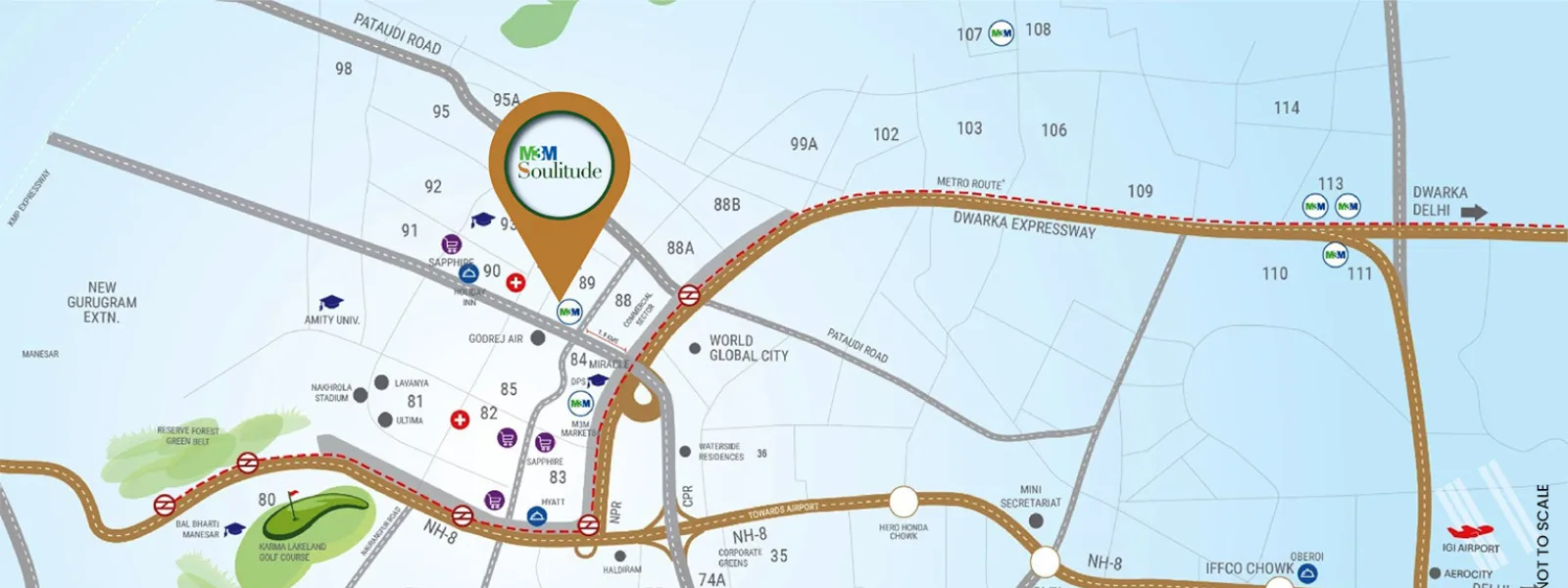 Location map of M3M Soulitude