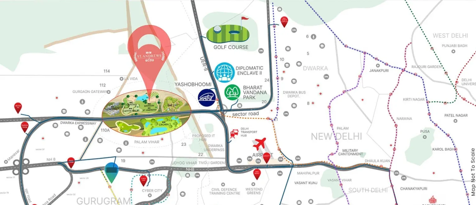Location map of M3M St. Andrews