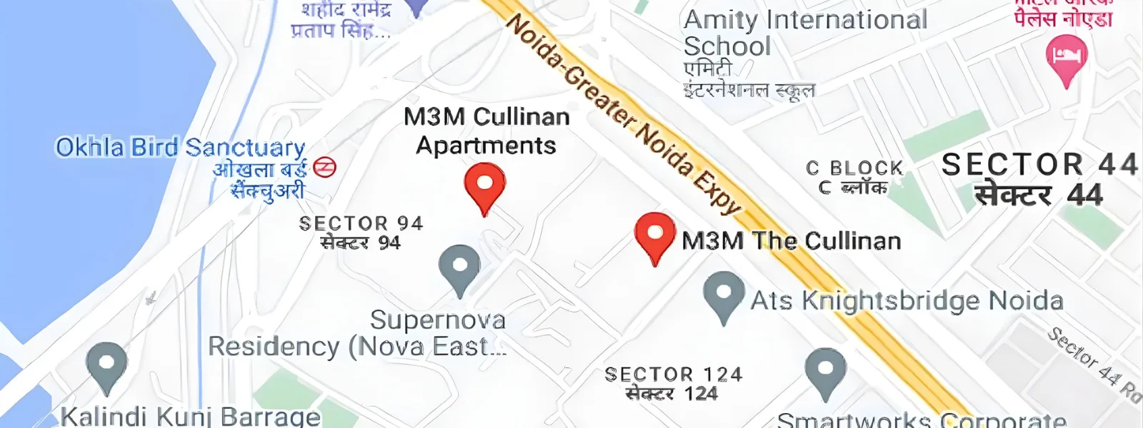 Location map of M3M The Cullinan
