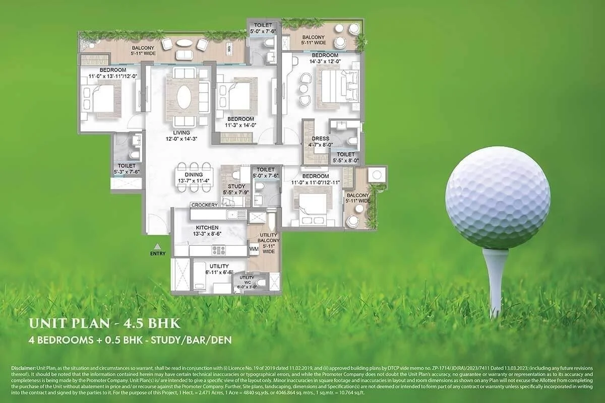 M3M Golf Hills 4 BHK floor PLans