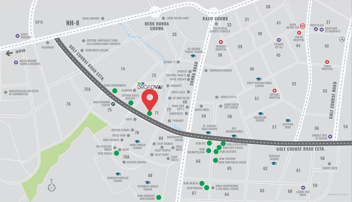 M3M broadway gurgaon location map