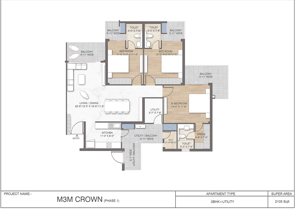 M3M Crown 3BHK