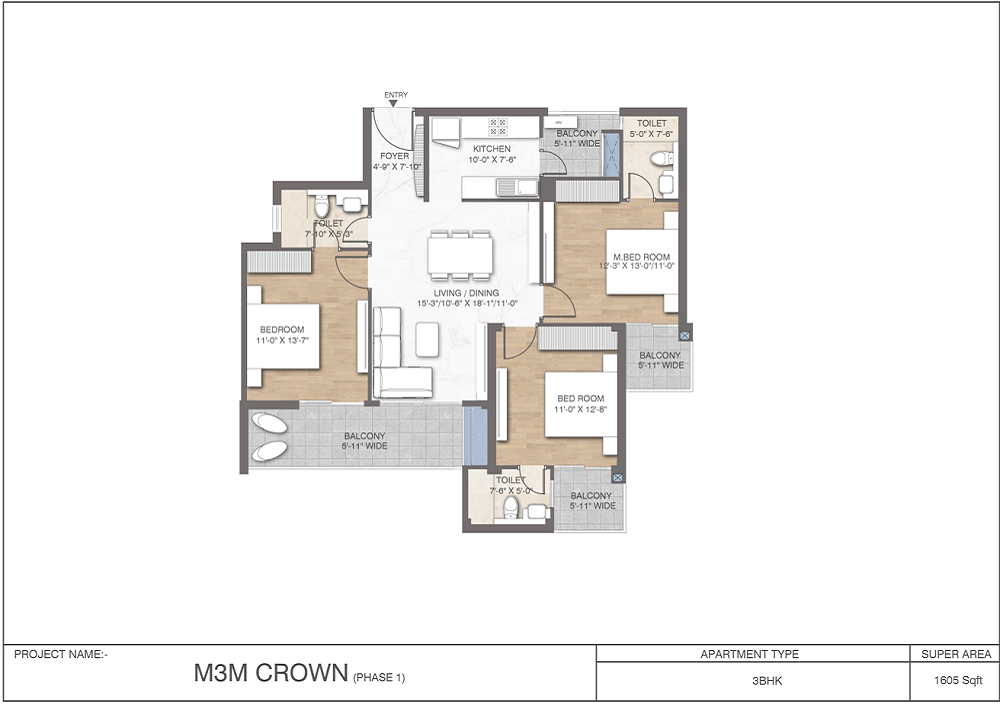 M3M Crown 3BHK